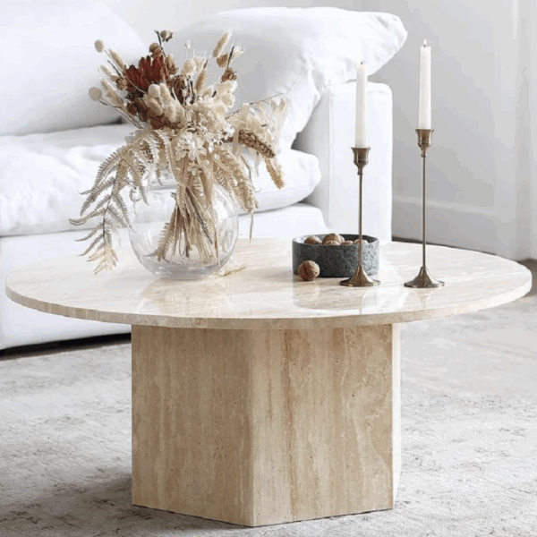 Caldera Travertine Round Coffee Table